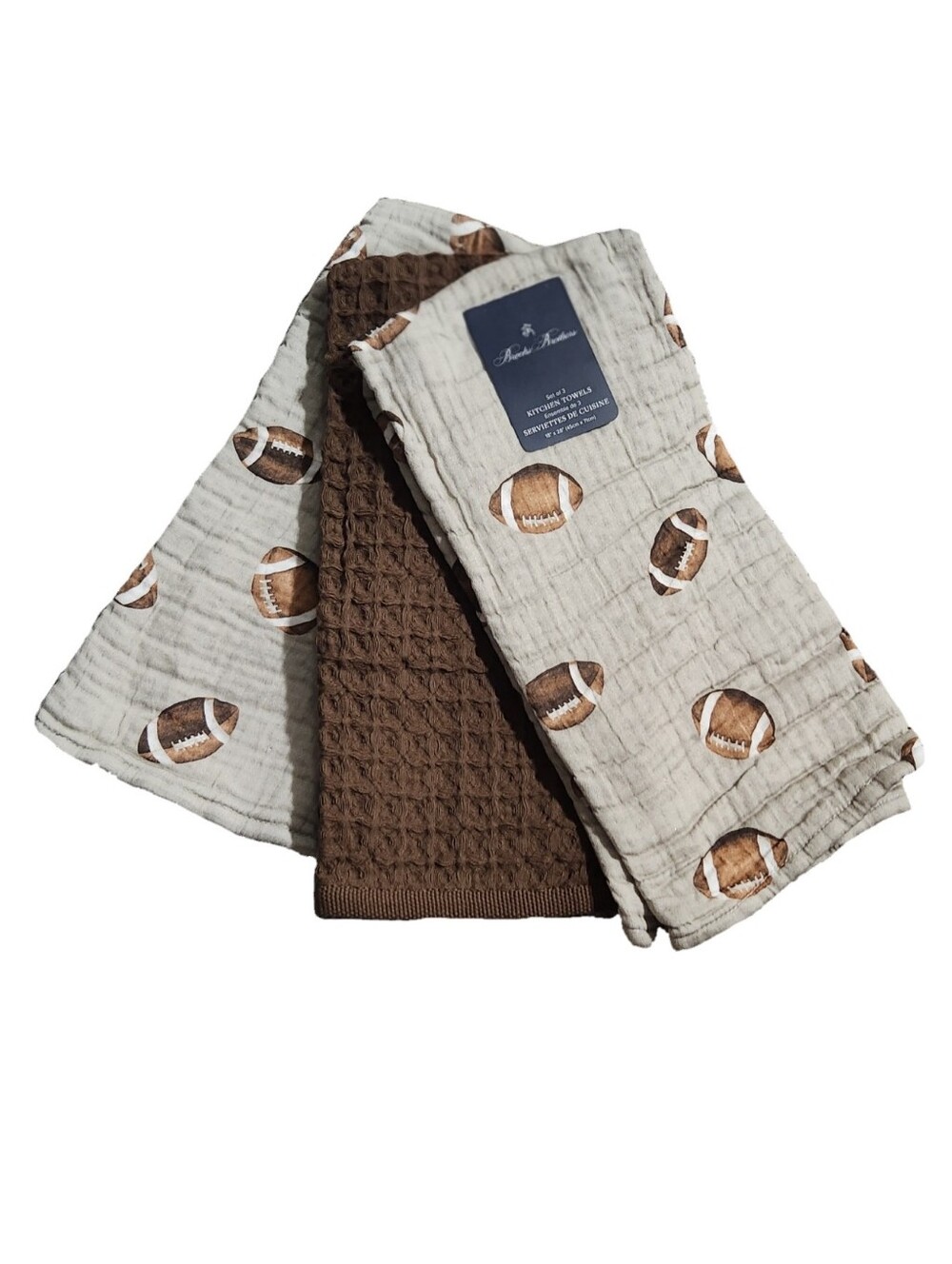 Brooks Brothers Set Of 3 100% Cotton Football Print Kitchen Towels